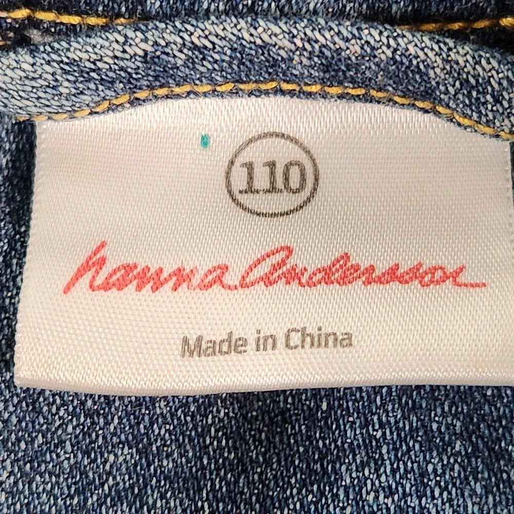Hanna Andersson Jean Vest with‎ Embroidered Flowers Size 110